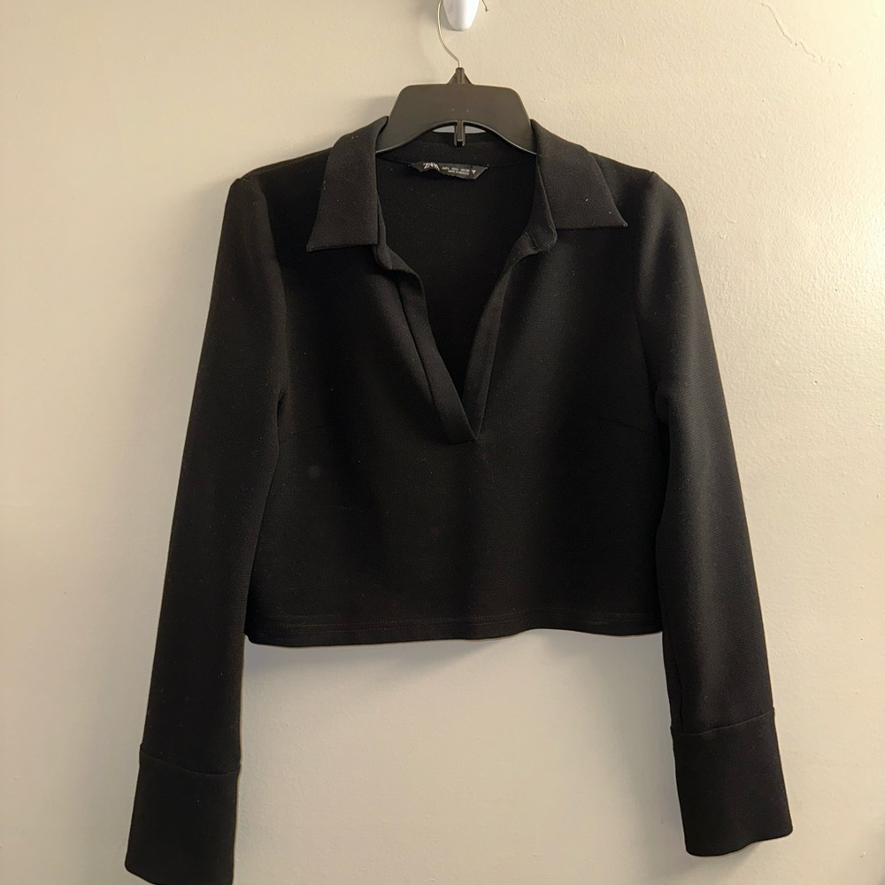 Black Crop Long Sleeve Crop Top